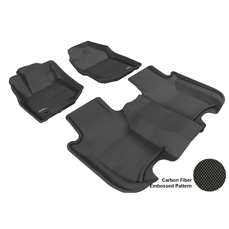 3D Maxpider HONDA FIT 2009-2013 KAGU BLACK R1 R2 Floor Mat L1HD04201509